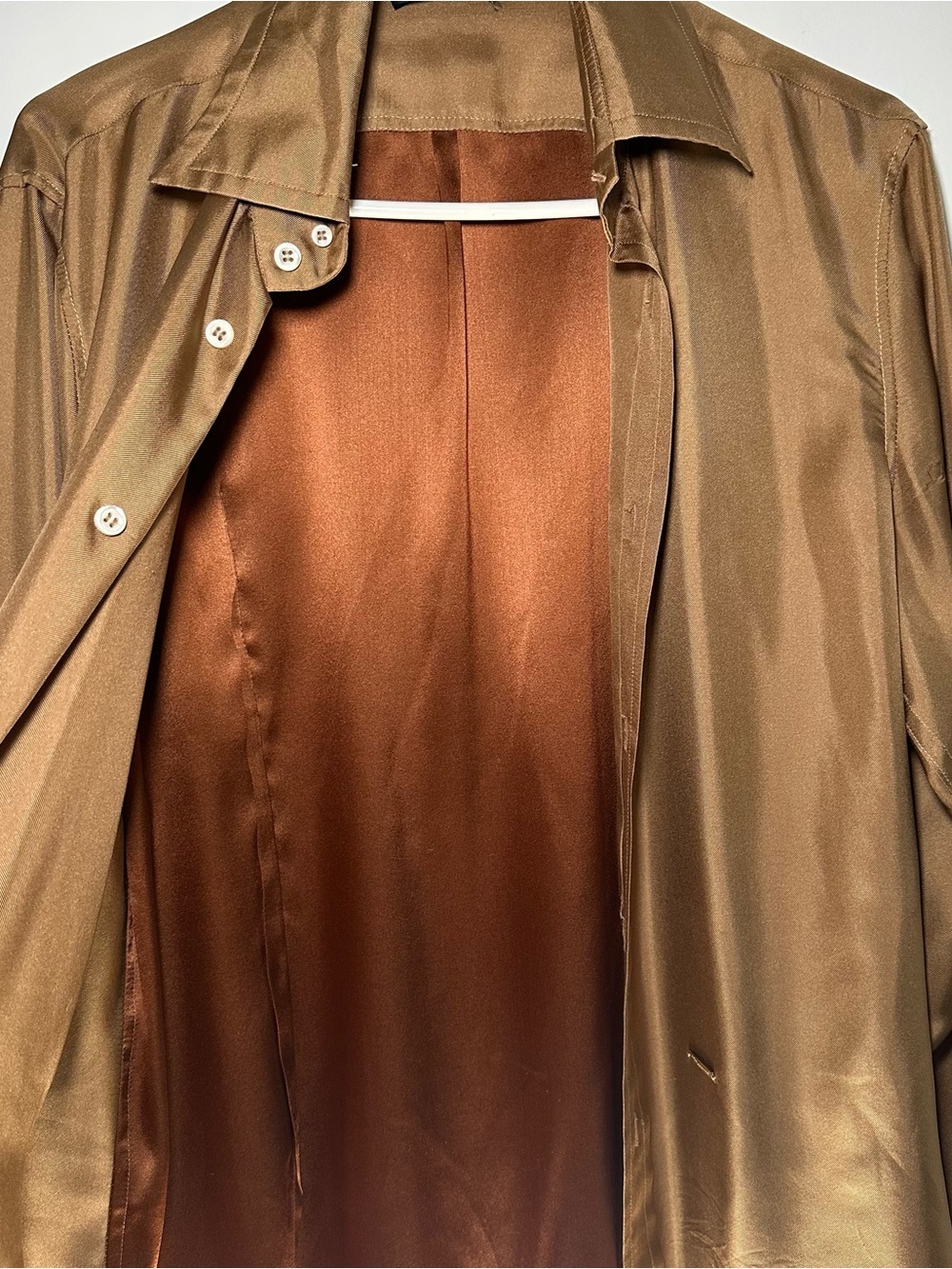 Dsquared2 Satin Feel Colorblock Button Front Shirt Men’s Size 50 Italy Bronze - Picture 9 of 16